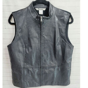 VINTAGE NYGARD COLLECTION 100% LEATHER FULL ZIP VEST IN BLACK, SZ MEDIUM